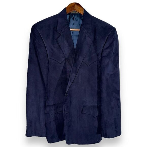 Circle S Navy Sueded Western Cowboy Sportcoat 42R - Picture 1 of 11